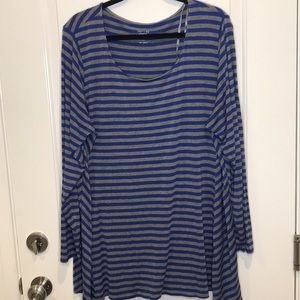 4/$25 Apt 9 Crew Neck Stripe 2X Blue  and Grey Top